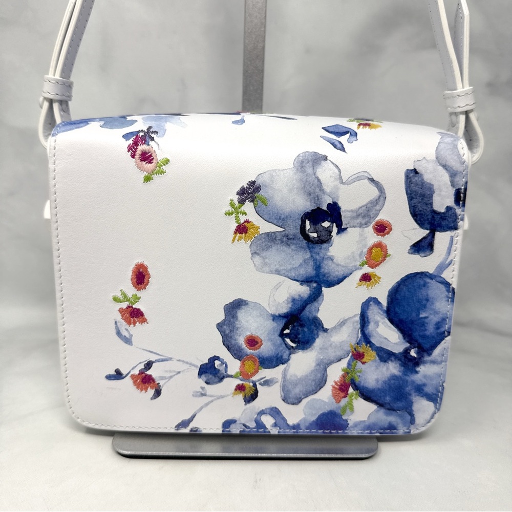 OFF-WHITE X Browns Embroidered Floral Leather Shoulder Crossbody Purse Bag White